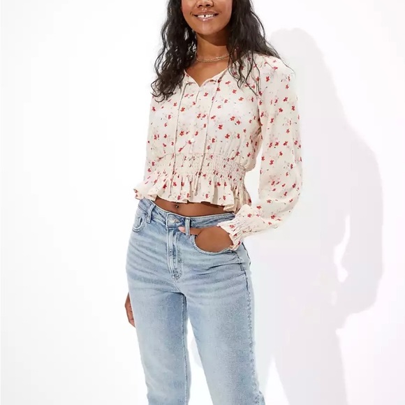 American Eagle Printed Button Up Bubble Top - Picture 1 of 5